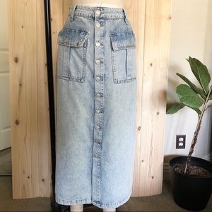 FREE PEOPLE WE THE FREE Denim Cargo Midi Skirt